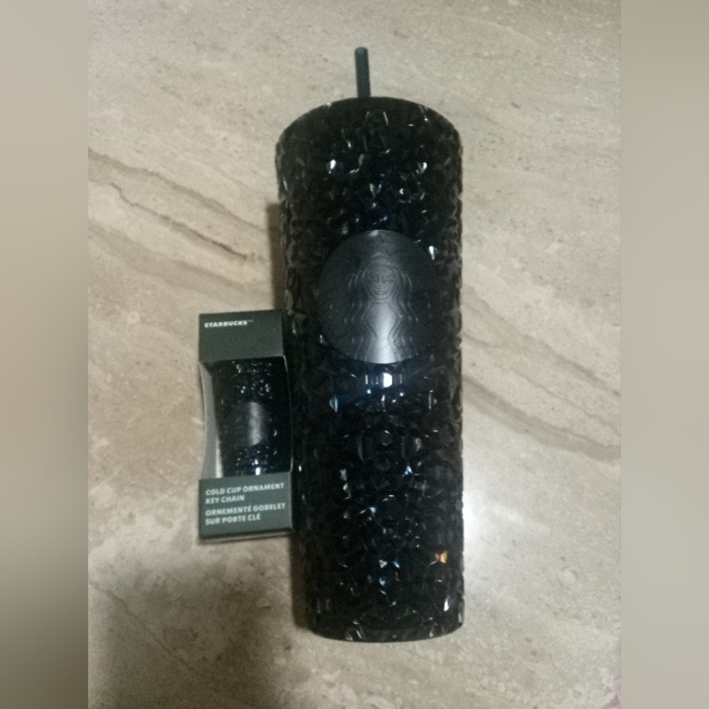 Sparkly Black Starbucks cup & Matching keychain